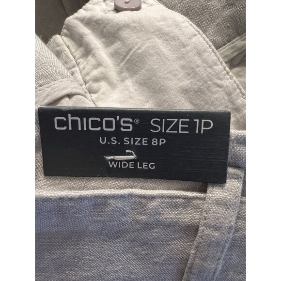 NWT Chico’s 100% Linen Fly Front Pleated Pants Dove Gray Women's Size 8 Petite - Picture 8 of 10